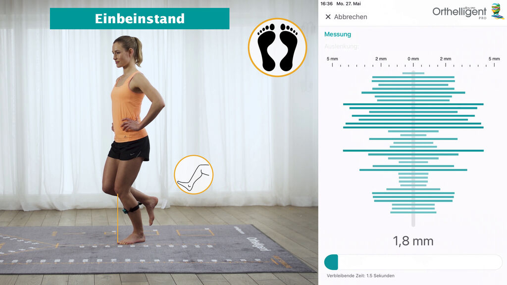 Sensorgesteuertes Monitoring der Kniegelenksfunkiton per App. Bildquelle: Fa. Oped.